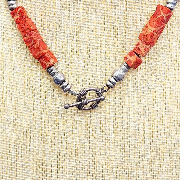 Necklace Turquoise Gemstone Metal Charms Square Block Beads Fashion Jewelry 16" - Picture 4 of 6